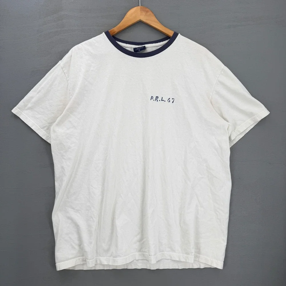 Vintage Polo Sport Ralph Lauren T-Shirt White Key West Florida Graphic Ringer XL